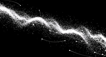 White particles forming a wavy pattern against a black background