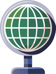 Fototapeta premium Flat Minimal Globe Icon in Green and White