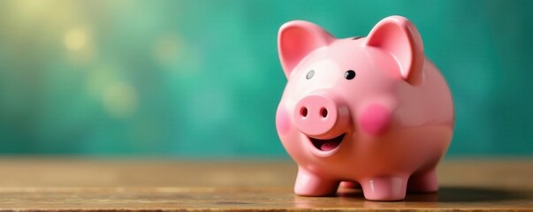 Happy face, piggy bank, saving for future Retirement fund , future, successful, stable