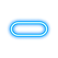 Glowing blue neon rectangle shape with rounded corners on a white background.