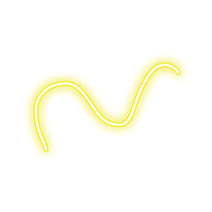 A bright yellow glowing wavy line on a clean white background, resembling a neon light or abstract energy trail.