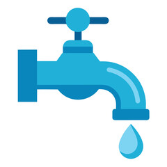 Clean water faucet with a single droplet on white background