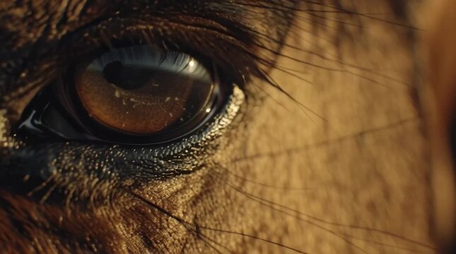Dramatic close up of a tear falling from a horses eye generative ai