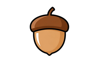 A single, stylized acorn, displayed against a deep black background, showcases rich brown and light brown hues.