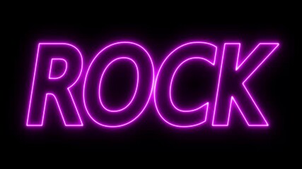 Animated glowing flickering neon inscription rock. neon rock text animation - Powered by Adobe