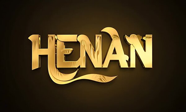 Dynamic transformation of stylized text showcasing the word "HENAN" in a captivating gold finish, evolving through distinct visual textures and effects in a seamless motion sequence