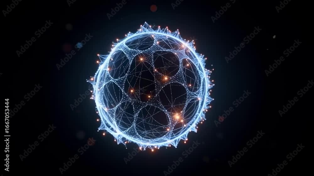Aufkleber dynamic digital sphere with glowing connections representing data and network technology