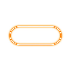 Bright orange neon glowing rounded rectangle frame on a clean white background, a modern graphic design element for various uses.