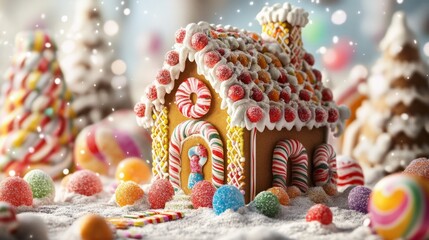 Fototapeta premium little house with macaroni generative ai