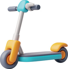 Electric walk scooter 3D cartoon plastic style vector icon, Eco urban transport, volume two-wheeled transportation toy © sabelskaya