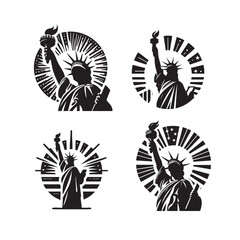 American Black Silhouette Vector T-Shirt Design   Eagle, Flag, Liberty, Stars, USA Symbol Graphic © CreativeNaznin