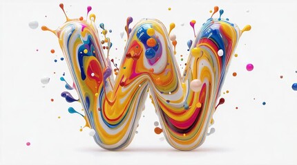 a colorful W letter with paints isolated on a white background generative ai - Powered by Adobe