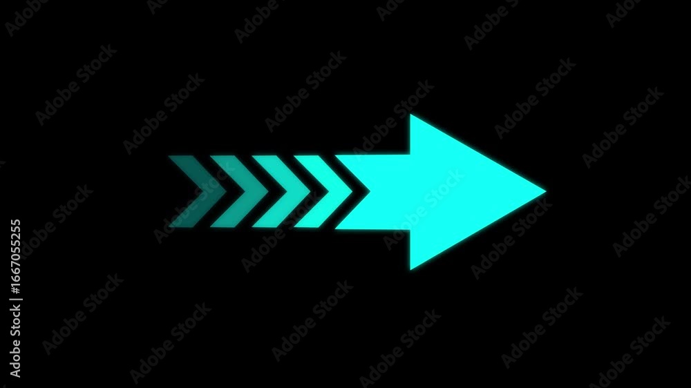 Aufkleber cyan color right arrow icon. right arrow concept. arrow loop animation video direction concept on bl