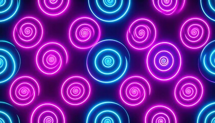 Abstract Neon Circles Pattern in Pink and Blue.