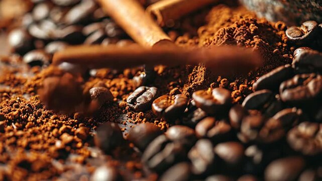 coffee beans and a cup of coffee. Selective focus. nature.