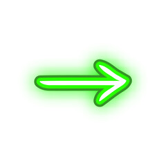 A bright green neon arrow pointing to the right, glowing against a white background.