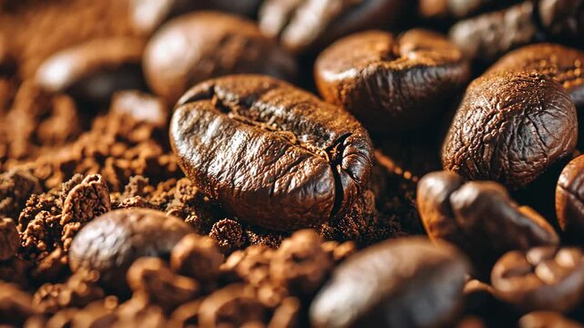 coffee beans and a cup of coffee. Selective focus. nature.