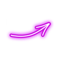 Neon pink curved arrow graphic design element.