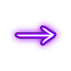 A glowing purple neon arrow pointing to the right on a white background.