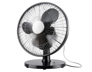 Realistic Modern Electric Table Fan with Adjustable Tilt, Transparent Background