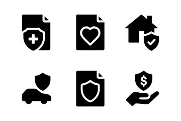 Healthcare and protection icons set: insurance, safety, finance, and home symbols