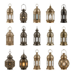Obraz premium set of old antique keys isolated on white
