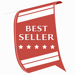 Illustration of a best seller flag with stars, symbolizing topselling products and successful marketing campaigns