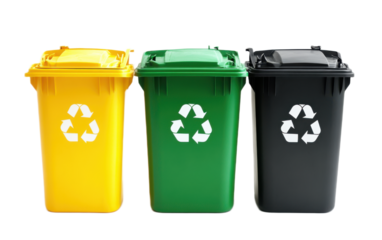 Three recycling dustbin on white background,png