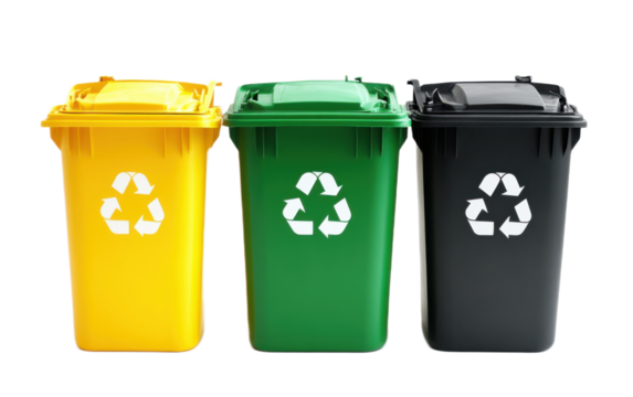 Three recycling dustbin on white background,png