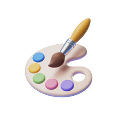 3d rendered illustration of a painter s palette with a brush isolated on transparent background