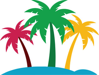 Colorful illustration of coconut palm