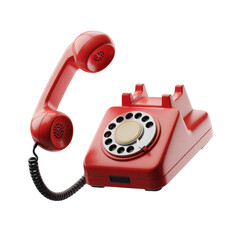 3d rendered illustration of a red rotary telephone isolated on transparent background