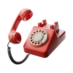 3d rendered illustration of a vintage red rotary telephone isolated on transparent background