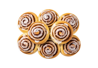 Fototapeta premium Cinnamon Rolls with Glaze Isolated on Transparent Background.