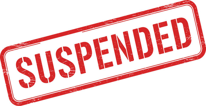 A red suspended stamp on a transparent background indicating temporary halt or cessation
