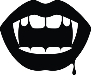 Halloween vampire dracula mouth with sharp teeth silhouette icon