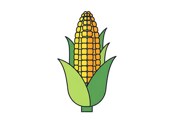 Obraz premium A vibrant illustration of a corn cob, highlighted by contrasting yellow and green hues, set against a dark backdrop.