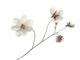 Fototapeta premium A delicate, close-up shot of dried white flowers PNG.