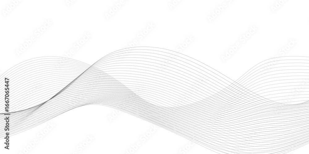 Poster thin wavy curve line vector background. curve wave seamless pattern background. black and grey wave 