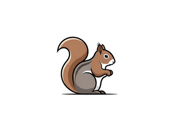 A stylized illustration of a squirrel, presented against a plain black backdrop, showcasing a simple yet detailed design.