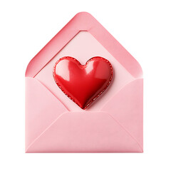 pink envelope with red heart inside
