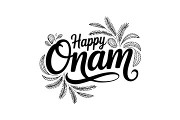 Happy Onam decorative typography design festive lettering © Varsha