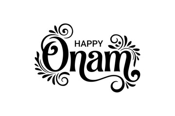 Fototapeta premium Happy Onam decorative typography design festive lettering