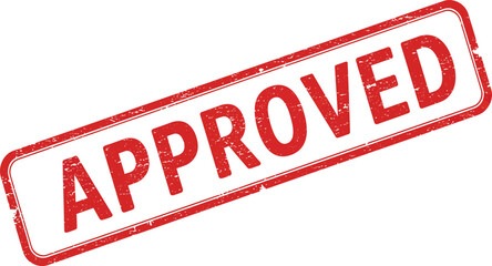 Red approved stamp on transparent background for validation and confirmation purposes