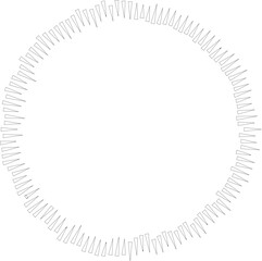 Circular outline showing squared irregular rays extending inside and outside surrounding a large empty center.