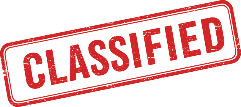 A red classified stamp on a transparent background for secure document marking purposes