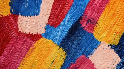 Vivid abstract painting with bold brushstrokes in bright primary and secondary colors