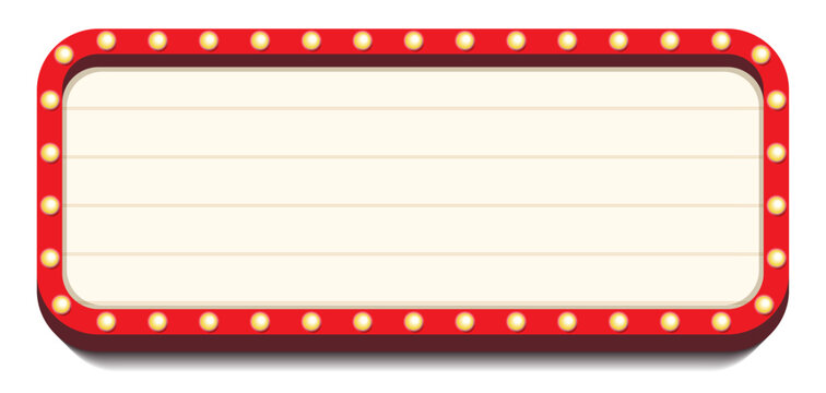 Retro lightbox vector template rectangle form with lightbulb isolated on white background for party poster, banner advertising, promotion and sale billboard, cinema, bar show or restaurant. 10 eps