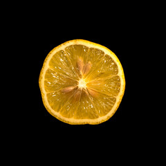 Fresh Lemon Slice on Black Background