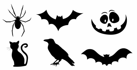 Halloween set, spooky icon set editable